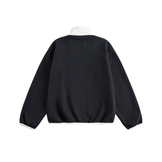 Damen Waffelstruktur Zipjacke im Boxy‑Cut mit Stehkragen und Hundestickerei Nord Taschen