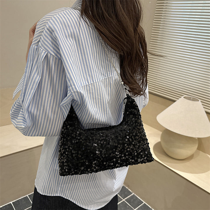 Damen modische Clutch aus funkelndem Pailletten mit elegantem Kettenriemen Nord Taschen