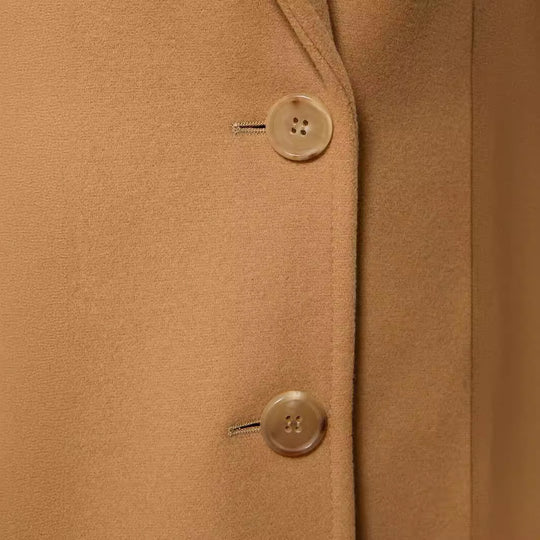 Damen Cape-inspirierter Maxilanger Mantel aus Wollmix mit schmalem Revers Nord Taschen