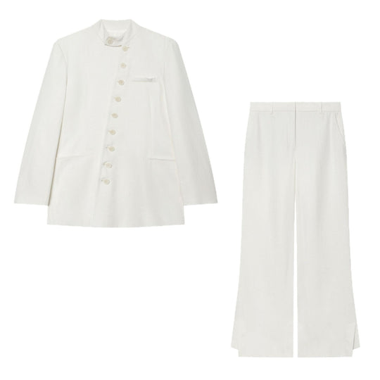Damen Leichter Bouclé-Blazer mit Stehkragen und Knopfleiste Nord Taschen