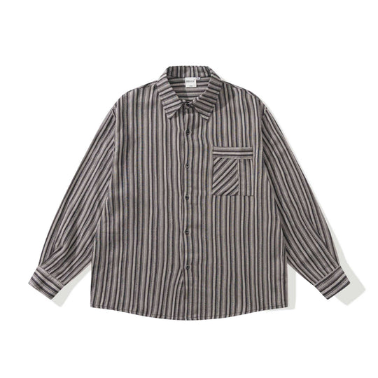 Herren Lockeres Overshirt-Hemd mit gestreifter Webstruktur, Brusttasche und legerem Schnitt Nord Taschen