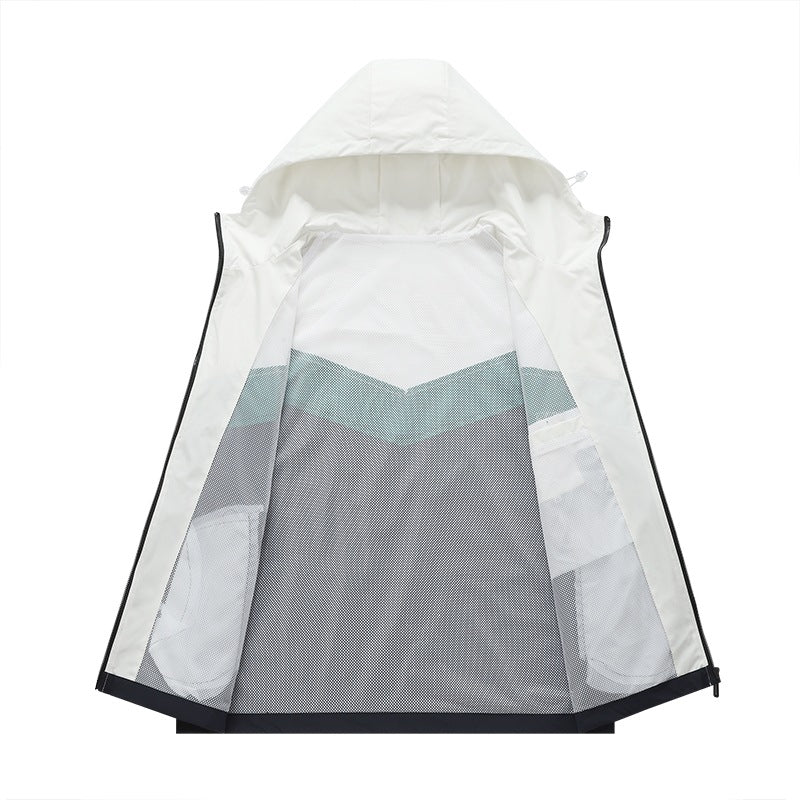 Herren Leichte Farbblock-Kapuzen-Übergangsjacke mit wasserabweisender Hülle, Kontrastpasse & Reißverschlusstaschen Nord Taschen