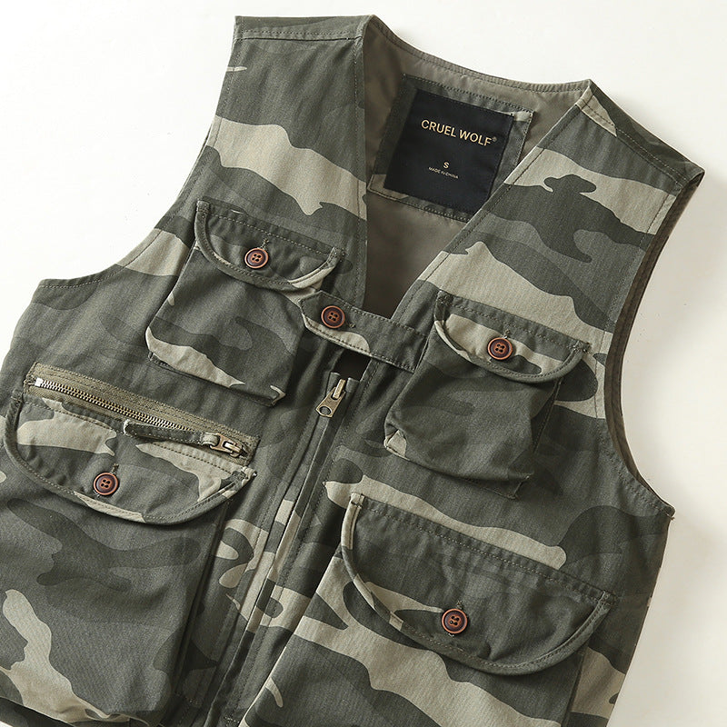 Herren Multifunktionale Outdoor-Weste mit vielen Taschen und Reißverschluss Nord Taschen