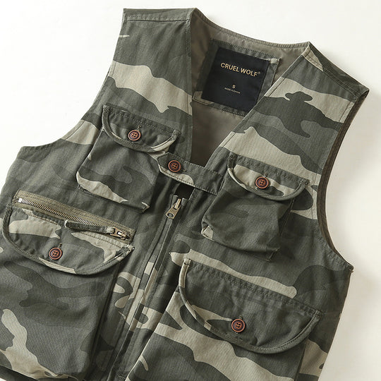Herren Multifunktionale Outdoor-Weste mit vielen Taschen und Reißverschluss Nord Taschen