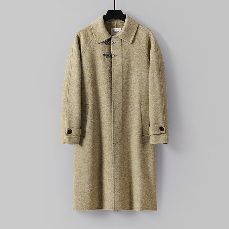 Herren Gerader Wollmix-Longcoat mit verdeckter Front und dekorativen Knebelverschlüssen Nord Taschen