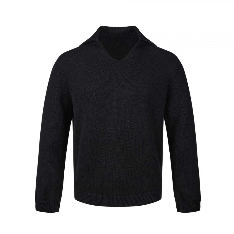 Herren Feinstrickpullover mit V-Ausschnitt und umgelegtem Hemdkragen Nord Taschen