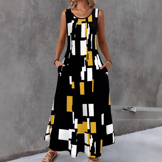 Damen Maxikleid mit buntem Grafikdesign