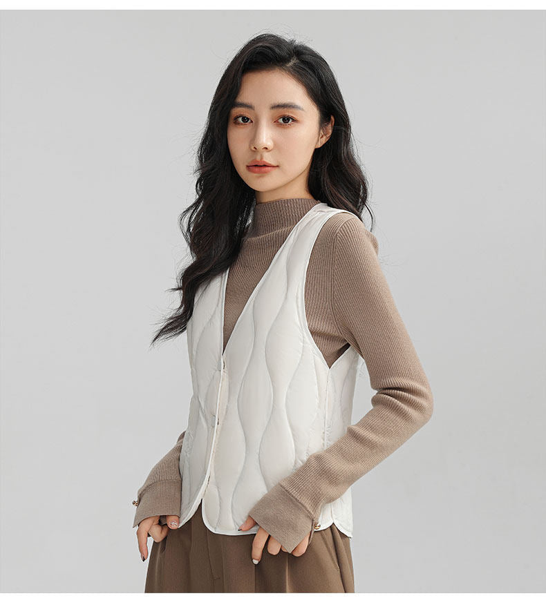 Damen Lange gesteppte Thermoweste mit ergonomischer Wellensteppung Nord Taschen