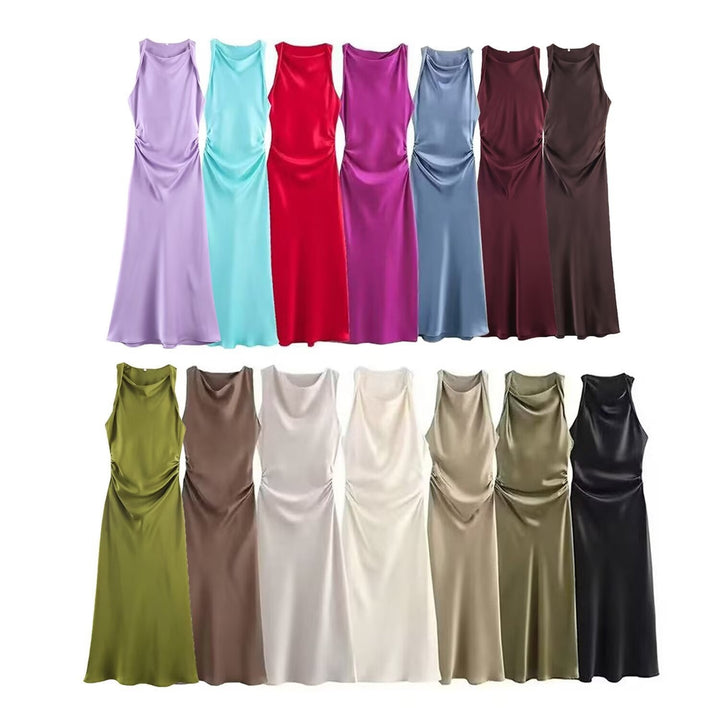 Damen elegantes Sommerkleid mit fließendem Schnitt und charmanten Rüschendetails