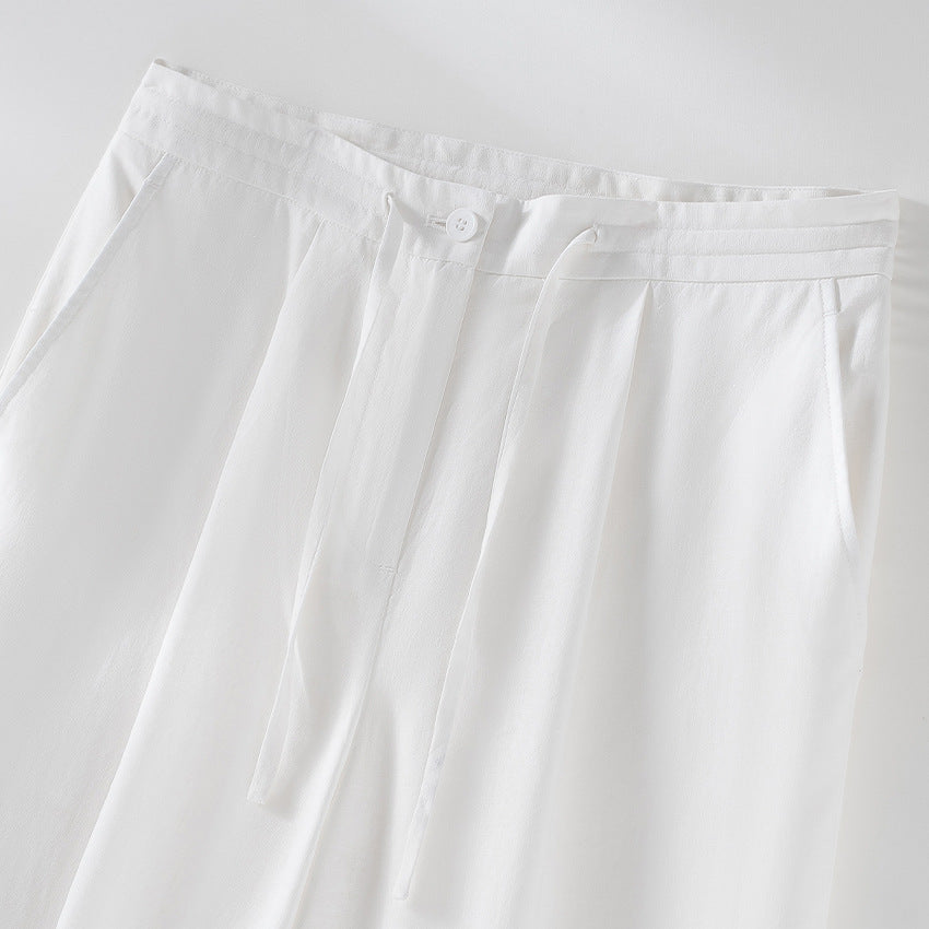 Damen Relaxed Palazzo-Hose aus Viskose‑Leinen mit Bundfalte und Tunnelzug Nord Taschen
