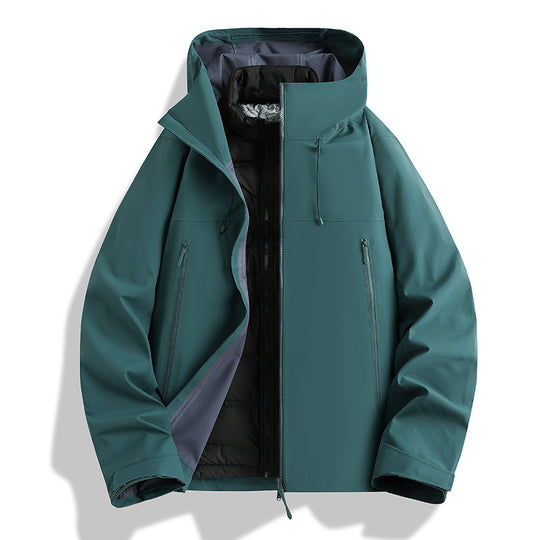 Herren Wasserdichte Softshell-Outdoorjacke mit verstellbarer Kapuze und atmungsaktiver Membran Nord Taschen