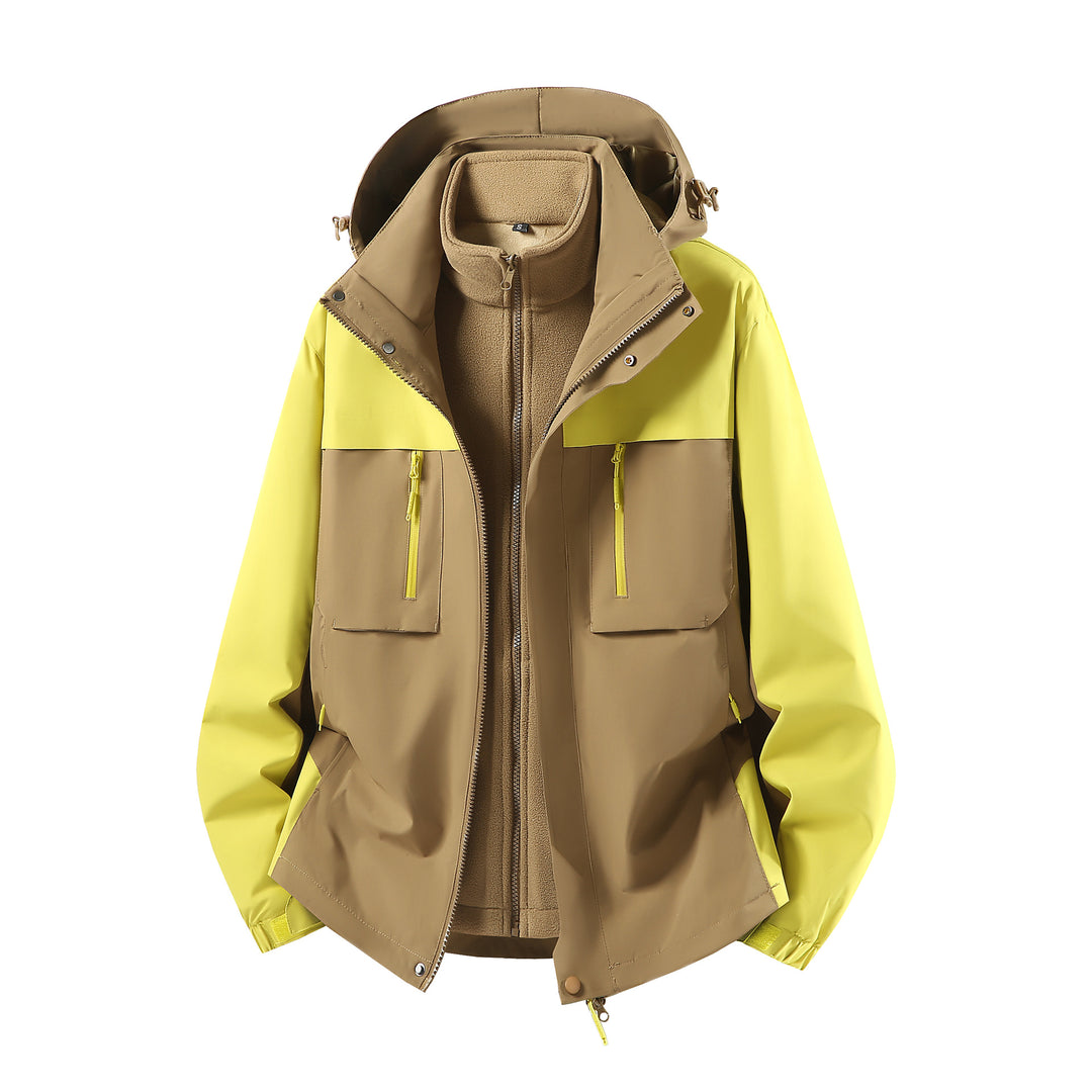 Herren Zweiteiliger Softshell-Parka mit herausnehmbarer Fleece-Innenjacke und Kapuze Nord Taschen