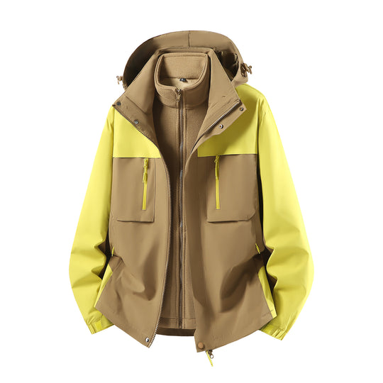 Herren Zweiteiliger Softshell-Parka mit herausnehmbarer Fleece-Innenjacke und Kapuze Nord Taschen