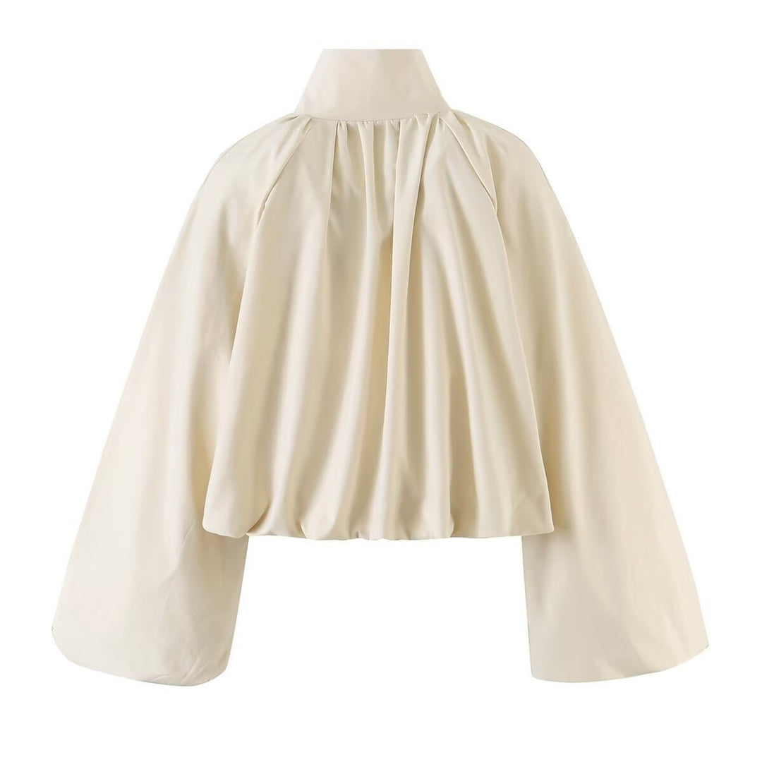 Damen Kurzes Cape‑Blouson mit Stehkragen, weiten Trompetenärmeln und Reißverschluss Nord Taschen