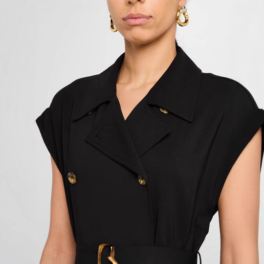 Damen Ärmelloses Doppelreiher-Midikleid mit Trench-Gürtel Nord Taschen