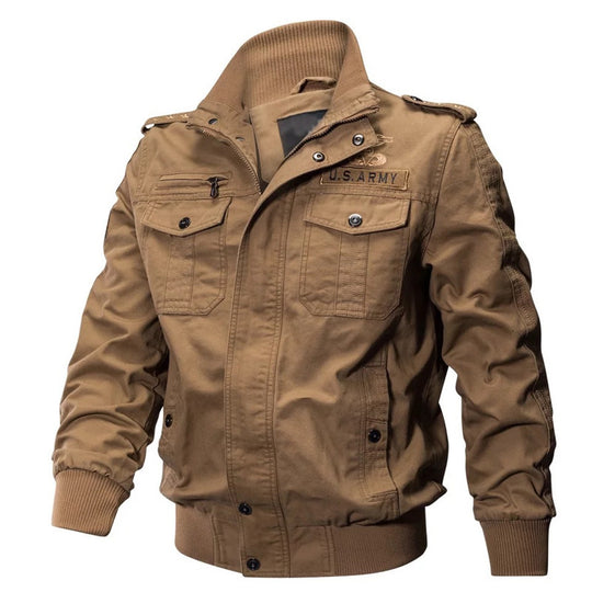 Herren Canvas-Fieldjacke im Military-Utility-Stil mit Schulterklappen und geripptem Saum Nord Taschen