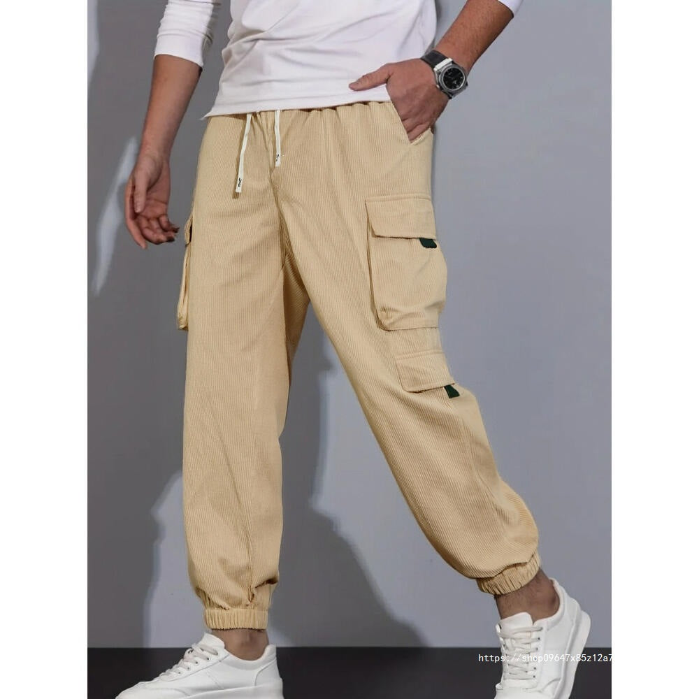 Herren Kord-Cargo-Jogginghose mit elastischem Bund, Tunnelzug & Multifachtaschen Nord Taschen