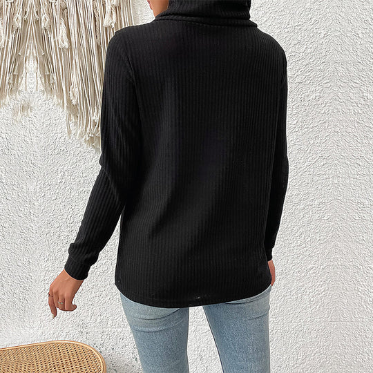 Damen Elegantes Strickoberteil mit Schalkragen und Knopfdetails Nord Taschen