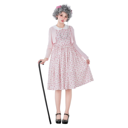 Damen Vintage-blumenmuster Kleid mit schwingendem Rock und eleganten Details Nord Taschen