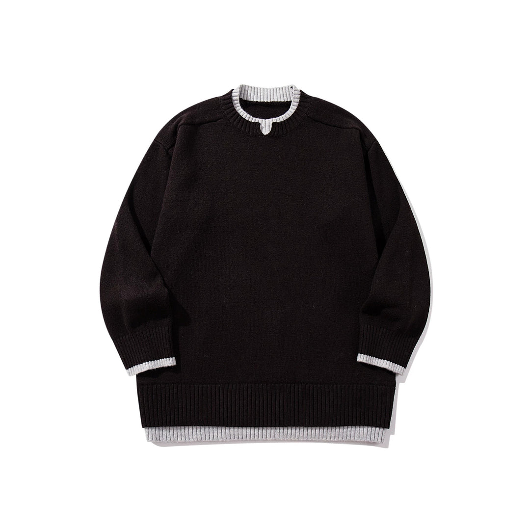 Damen Oversize‑Strickpullover mit kontrastiertem Rippkragen und verlängertem Bund Nord Taschen