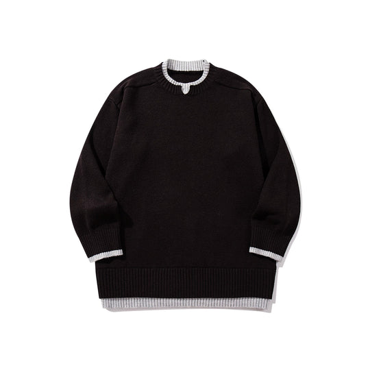 Damen Oversize‑Strickpullover mit kontrastiertem Rippkragen und verlängertem Bund Nord Taschen