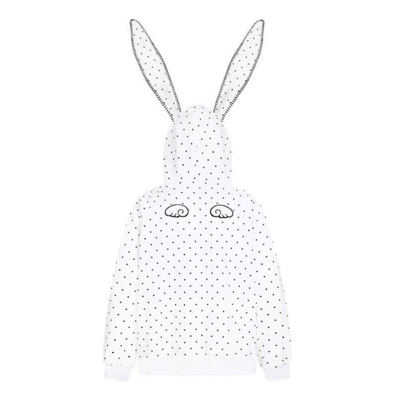 Damen Oversize-Kapuzenpullover mit Hasenohren, gepunktetem Allover und Kängurutasche Nord Taschen