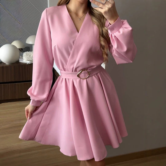 Damen Wickelkleid mit tailliertem Herzgürtel und voluminösem Swing-Rock Nord Taschen