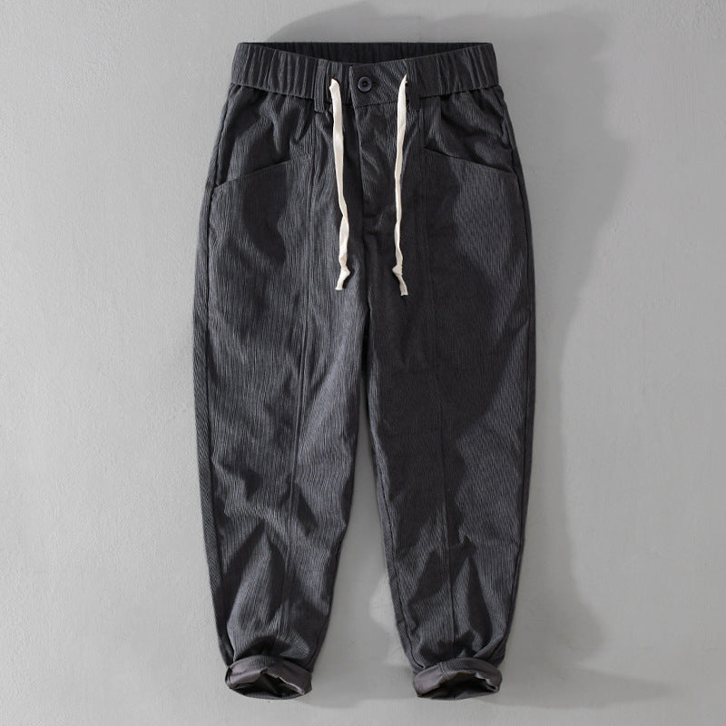 Herren Relaxte Cordhose mit elastischem Kordelbund, Kordelzug und konischem Bein Nord Taschen