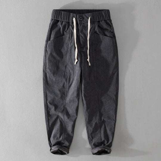 Herren Relaxte Cordhose mit elastischem Kordelbund, Kordelzug und konischem Bein Nord Taschen