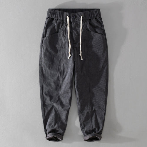 Herren Relaxte Cordhose mit elastischem Kordelbund, Kordelzug und konischem Bein Nord Taschen