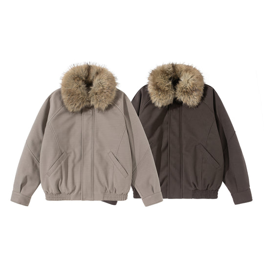 Damen Boxy Blouson mit voluminösem Kunstfellkragen und elastischem Saum Nord Taschen