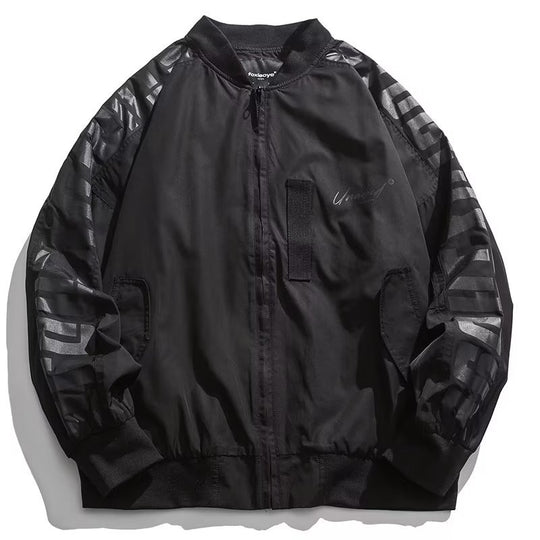 Unisex Leichte Oversize-Bomberjacke aus Nylon mit reflektierenden Ärmeln und Rippbündchen Nord Taschen