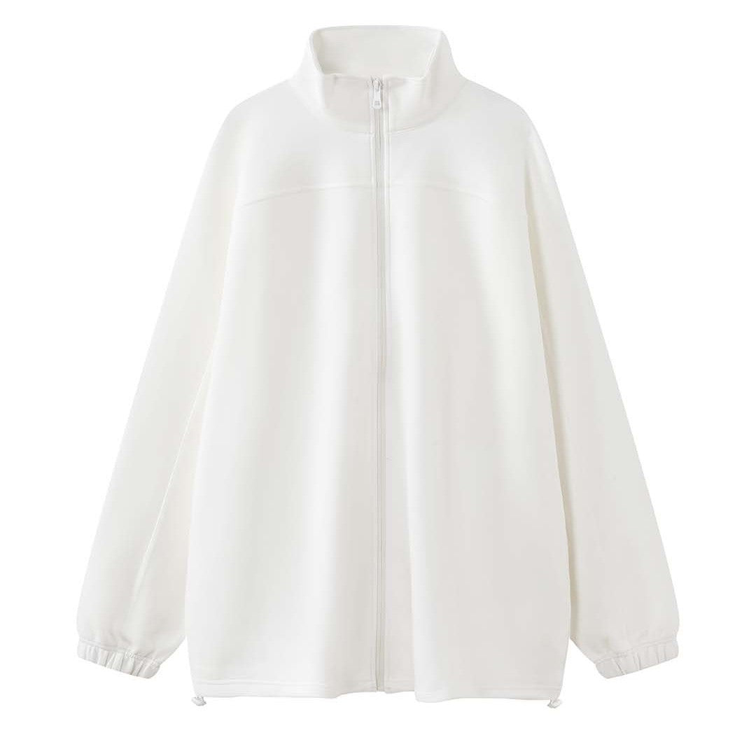 Damen Oversize-Zip-Sweatjacke mit Stehkragen und Ballonärmeln Nord Taschen