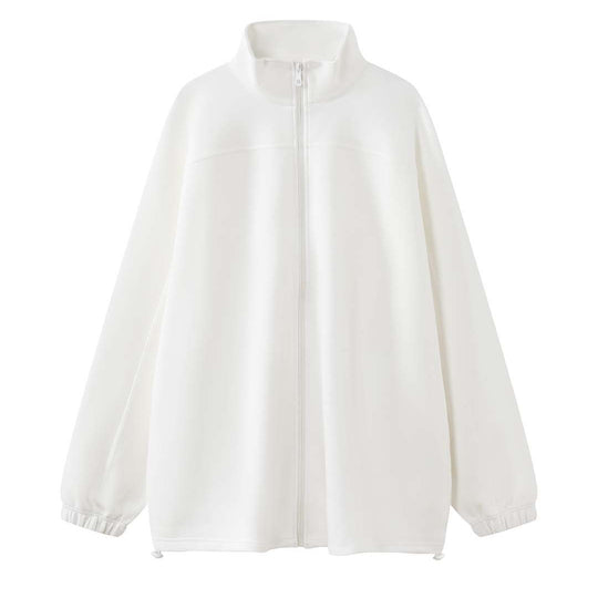 Damen Oversize-Zip-Sweatjacke mit Stehkragen und Ballonärmeln Nord Taschen