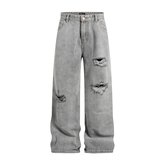 Damen Weite hochgeschnittene Jeans im Palazzoschnitt mit Destroyed-Details Nord Taschen