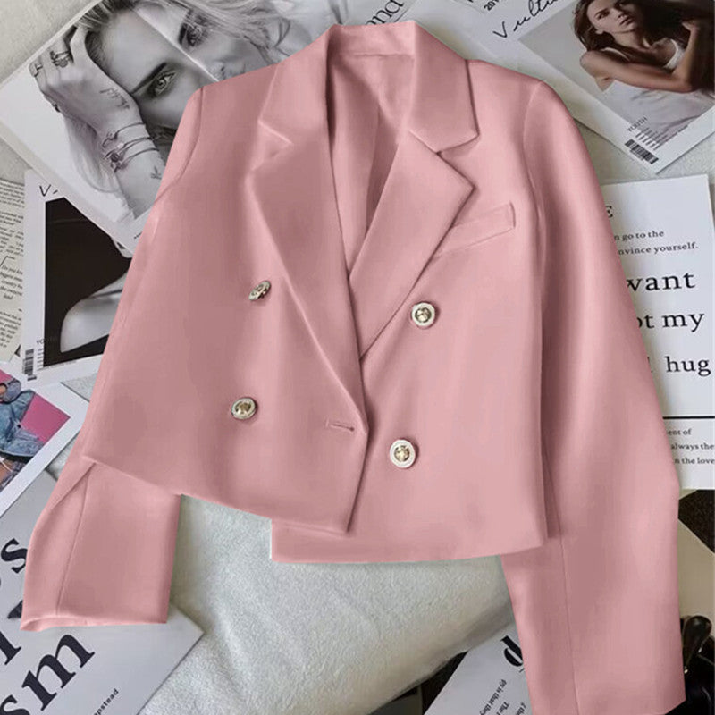 Damen Modischer Kurzblazer mit doppelt geknöpften Details Nord Taschen