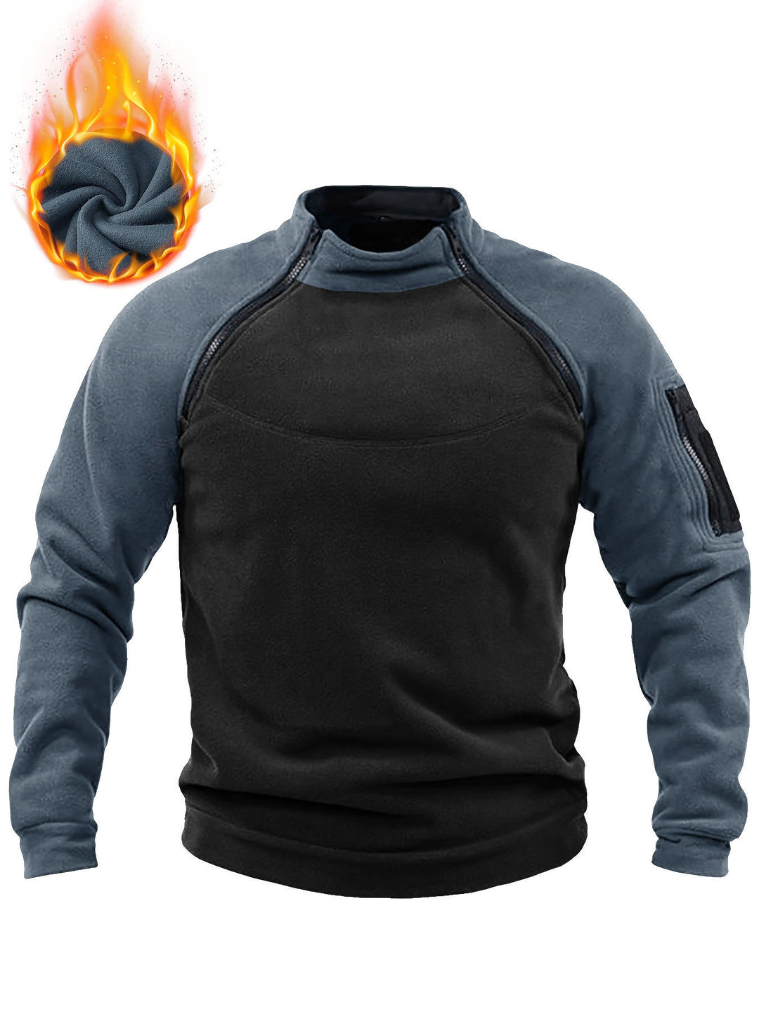 Herren Thermo-Fleecepullover mit Schulter-Reißverschlüssen & Ärmeltasche Nord Taschen