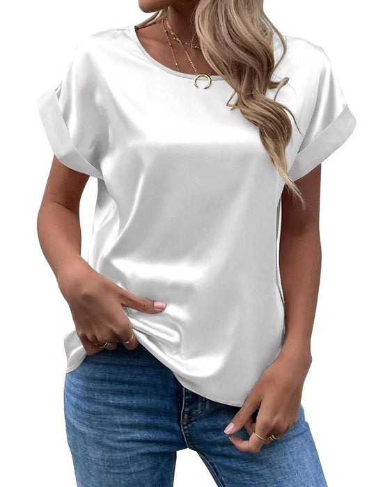Damen Satin T-Shirt mit elegante Details