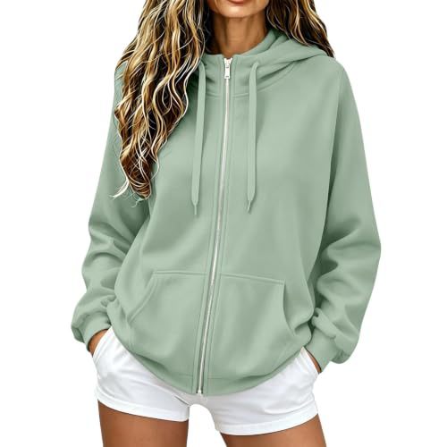 Damen Oversize-Zip-Hoodie aus Microfleece mit Kängurutaschen Nord Taschen