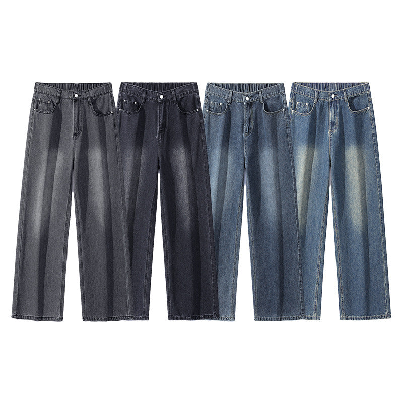 Herren Weite Bodenlange Denim‑Palazzohose mit verlängertem Saum und soften Used‑Akzenten Nord Taschen