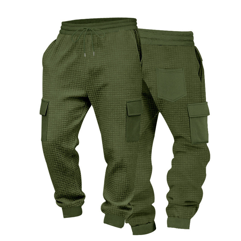 Herren Texturierte Waffel-Cargo-Jogginghose mit elastischem Bund und Multifunktions-Taschendesign Nord Taschen