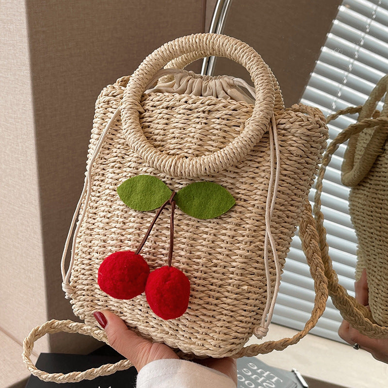 Damen Jute-Tasche mit fruchtigem Kirschmotiv Nord Taschen