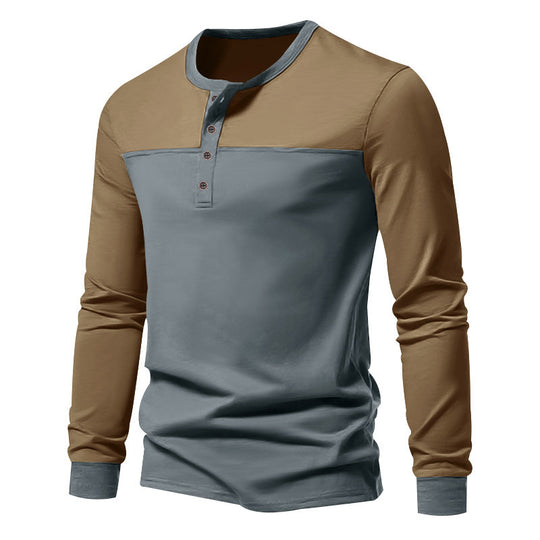 Herren Modernes Henley-Shirt mit Farbblock-Schulterpartie und Halbknopfleiste Nord Taschen