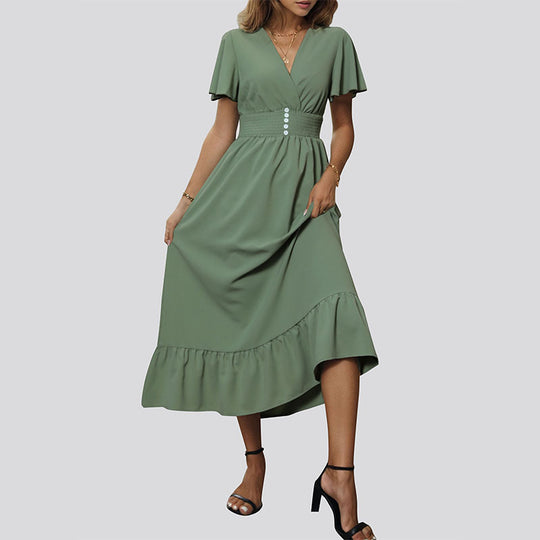 Damen Elegant fließendes Maxikleid Nord Taschen
