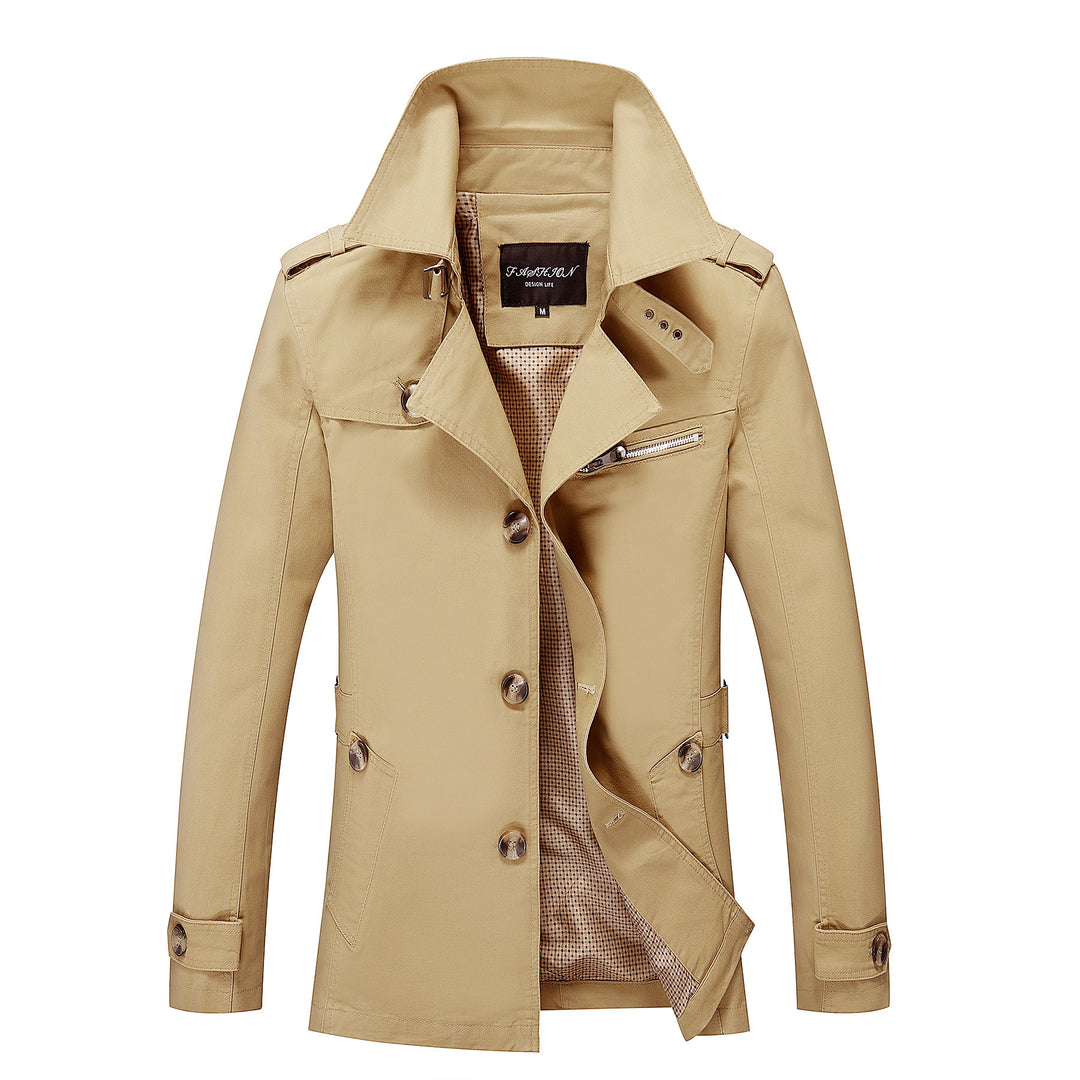 Herren mittellanger Canvas-Fieldparka mit Stehkragen Schulterepauletten und Utility-Taschen Nord Taschen