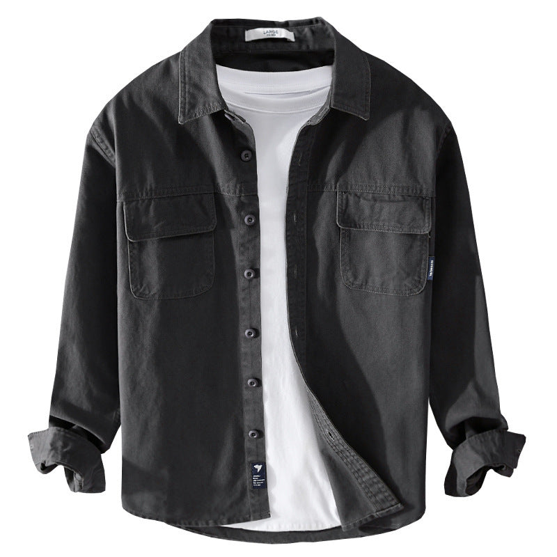 Herren Overshirt-Jacke aus Baumwoll-Twill mit aufgesetzten Brusttaschen und Knopfleiste Nord Taschen