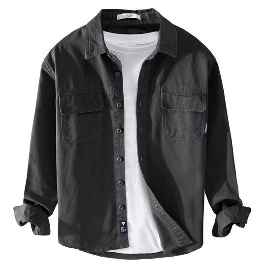 Herren Overshirt-Jacke aus Baumwoll-Twill mit aufgesetzten Brusttaschen und Knopfleiste Nord Taschen