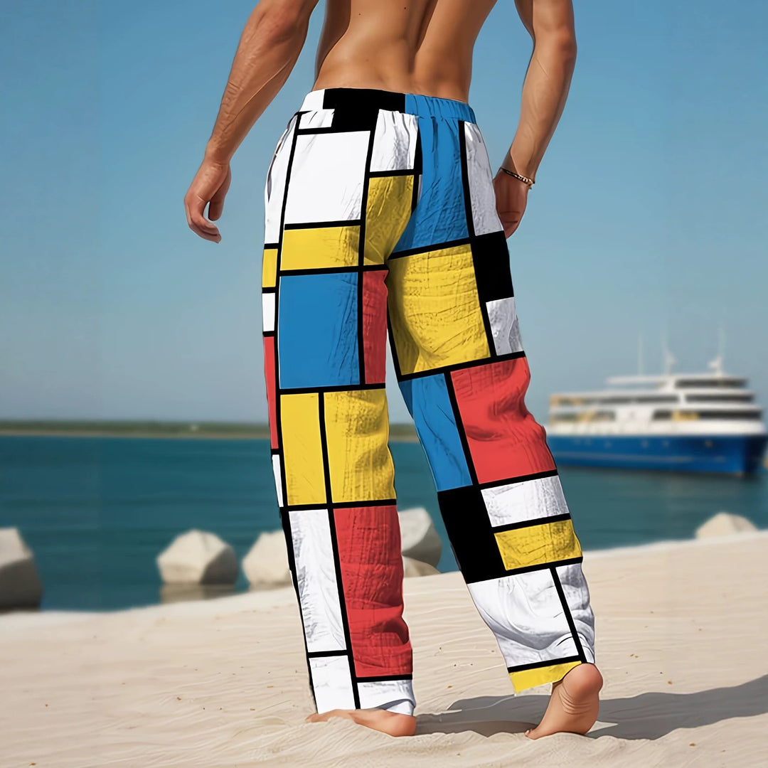 Herren Bunte Strandhose mit grafischem Mustermix Nord Taschen
