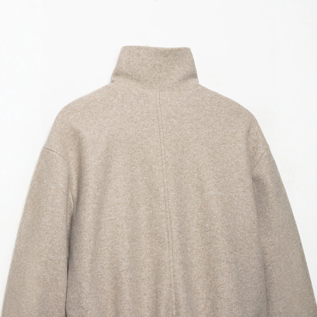 Damen Cropped Wollmix-Blousonjacke mit hohem Funnelkragen, Reißverschluss und gerafftem Saum Nord Taschen