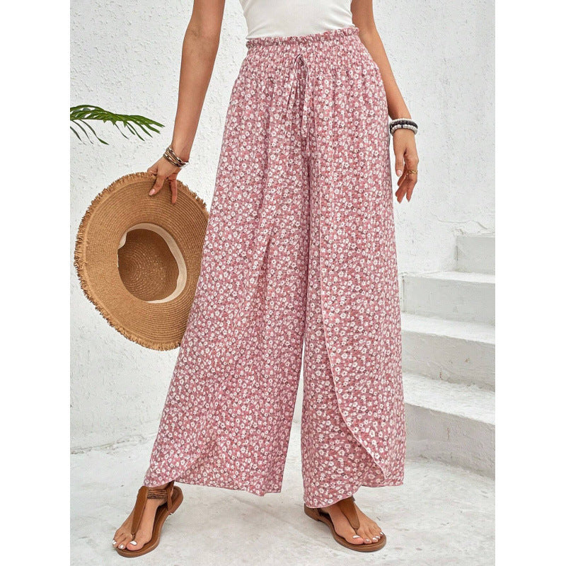 Damen weite Palazzo-Hose mit elastischem Bund und angesagtem Muster